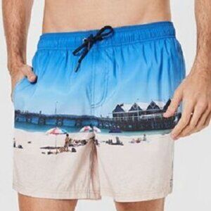 NWT COAST Melbourne Pier Boardshort Swim Trunks Graphic Print Sz XL